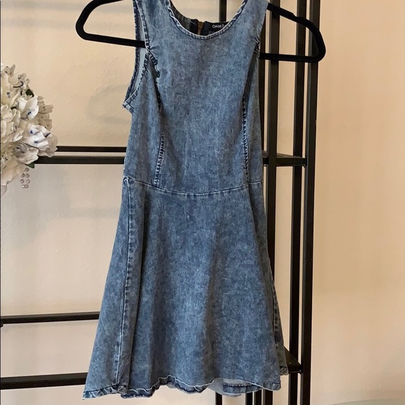 open back denim dress